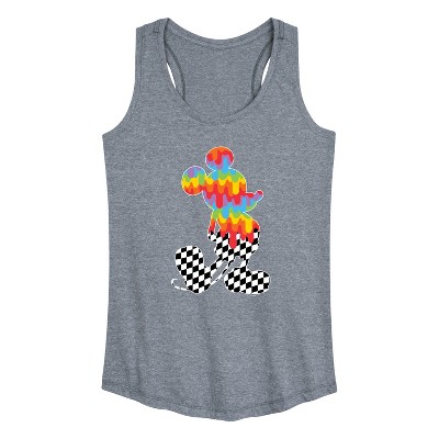 Women's - Disney - Mickey Silhouette Drip Checker Graphic Racerback Tank