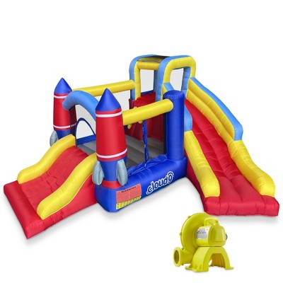 Cloud 9 Rocket Bounce House with Blower - Inflatable Bouncer with Two Slides and Two Jumping Areas