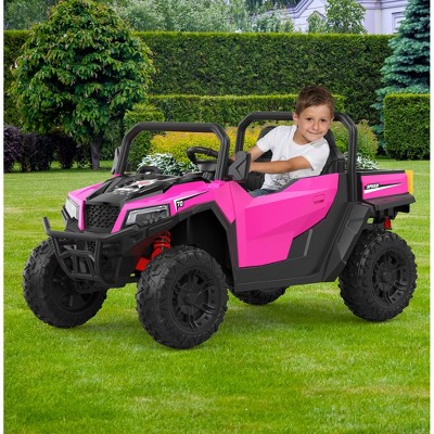 24V Ride On Dump Truck with Remote Control, 2 Seater Electric Toy Car for Kids, All-Terrain Kids Construction Vehicle w/Dump Bed & Shovel