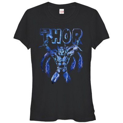 Juniors Womens Marvel Mighty Thor Electric Current T-Shirt