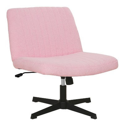 FDW Home Office Chair Armless Cross Legged Desk Chair with Swivel Base and Adjustable Height Upholstered in Faux Leather