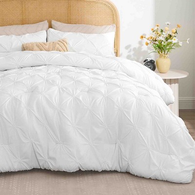 BAGOKIE 3 Pieces Floral Pinch Pleat Bed in a Bag Comforter Set for All Season