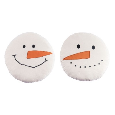 Transpac Christmas Fabric Embroidered Snowman Pillow Set of 2 Holiday Home Decor Throw Pillows for Festive Cheer