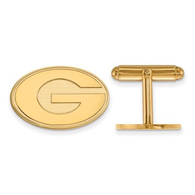 Black Bow Jewelry 14k Yellow Gold Plated Sterling Silver Georgia Bulldogs NCAA Cuff Links