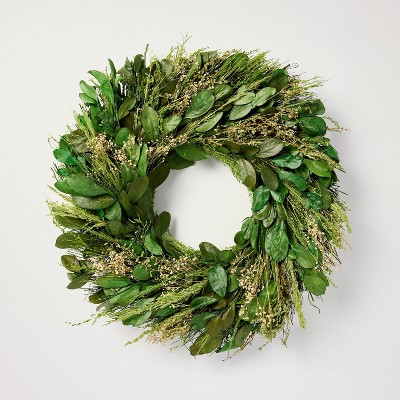 21" Preserved Mixed Leaf and Grass Spring Wreath - Hearth & Hand™ with Magnolia