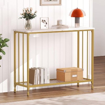 Narrow Console Table with Engineered Wood Shelf and Metal Frame, Small Entryway Sofa Table for Living Room, Foyer, Bedroom, Behind Couch