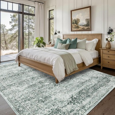 Vintage Washable Area Rugs with Non Slip for Living Room Bedroom Thin Boho Large Floor Carpet Rugs for Hallway High Traffic Area