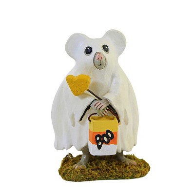 Bethany Lowe 4.5 Inch Ghostie Timmy Halloween Figurine , Lightweight Halloween Decor Mouse Boo Cheese (1PC)