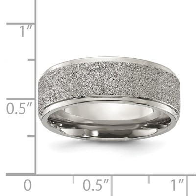 Chisel Titanium Polished Laser-cut Center 8mm Band Ring