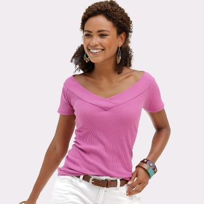Women's Ribbed V-Neck Top - LASCANA