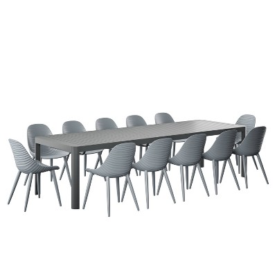 Amazonia Copa 13pc Aluminum Rectangular Extendable Patio Dining Set Gray