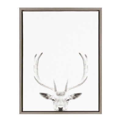 Kate & Laurel All Things Decor Sylvie Deer Framed Canvas Wall Art by Simon Te of Tai Prints