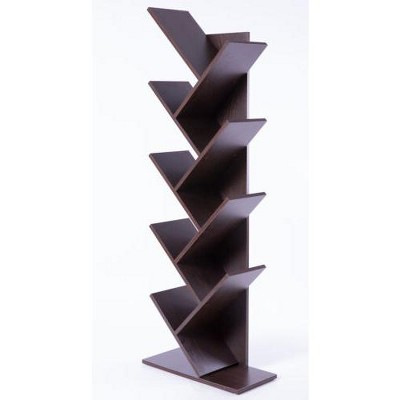 Basicwise Wooden 9-Shelf Tree Magazine CD Storage Bookcase