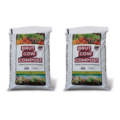 Brut Organic Pure Effective Nutrient Rich Garden Enhancer Cow Compost for Increased Plant Health and Biodiversity, 1 Cubic Foot Bag