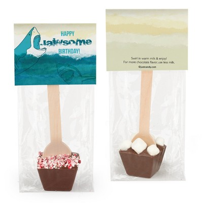 3 Pcs Birthday Hot Chocolate Spoons Milk Chocolate Mini Marshmallows Shark