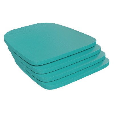 Flash Furniture Perry Set of 4 Poly Resin Wood Seat with Rounded Edges for Colorful Metal Chairs and Stools