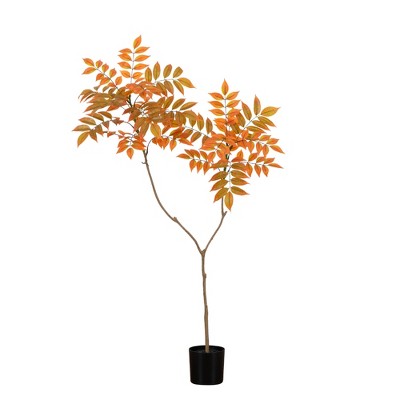 Nearly Natural 4-ft Autumn Minimalist Sumac Artificial Fall Tree