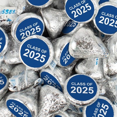 85 pcs Blue Graduation Candy Hershey's Kisses Chocolate Class of 2025 Party Favors - By Just Candy