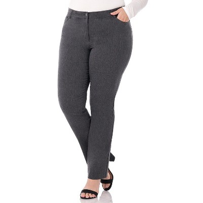 Rekucci Curvy Woman  Straight Leg Pants with Stretch Waist and Pockets