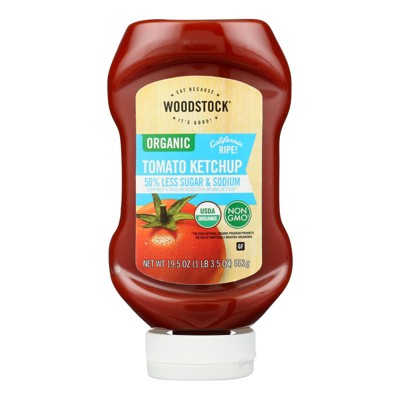 Woodstock - Ketchup Tomato Less Sugar & Sodium - Case of 12 - 19.5 oz