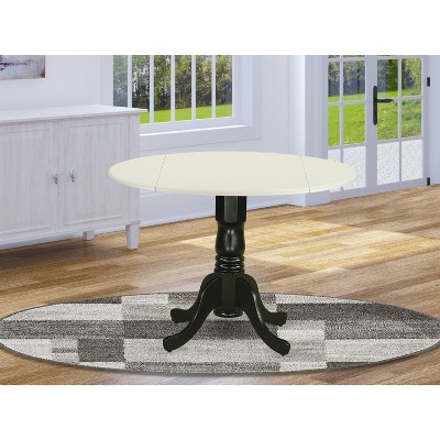 HomeStock Dining Table Made of Rubber Wood with Two 9 Inch Drop Leaves