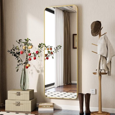 56" x 21" Full Length Mirror with Rounded Corners, Floor Mirror for Standing, Hanging or Leaning in Bedroom or Dressing Room