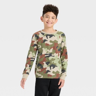 Boys' Long Sleeve Camo T-Shirt - Cat & Jack™ Khaki