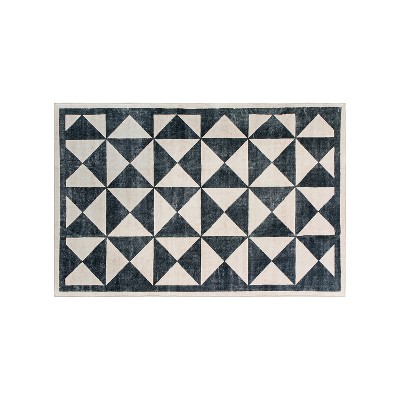 World Rug Gallery Geometric Diamond Washable Non Slip Area Rug:  Stain & Fade-Resistant,  Low Pile,  Pet Friendly