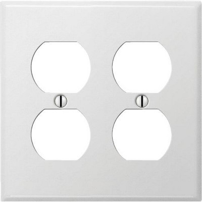 Amerelle PRO 2-Gang Stamped Steel Outlet Wall Plate, Smooth White