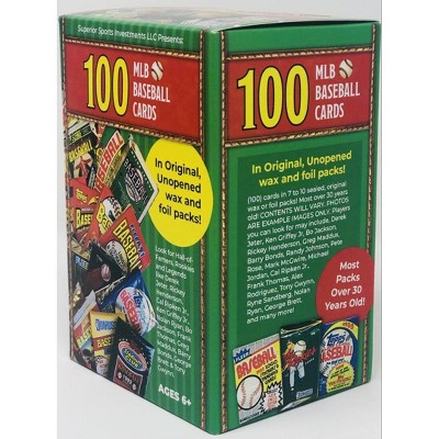 Superior Sports Investments LLC 100 MLB Baseball Cards in Original Unopened Wax and Foil Packs Blaster Box