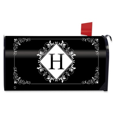 Briarwood Lane Mailbox Cover  - Standard Size - Black and White Monogram H Mailbox Cover