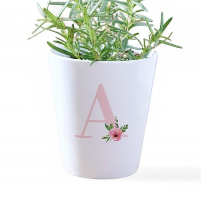 Personalization Mall Floral Initial Personalized Mini Flower Pot