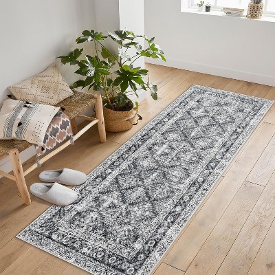coucheta Multi-size Vintage Washable Area Rugs for Living Room, Boho Durable Soft Low Pile Non-Slip Accent Carpet, for Bedroom, Dining Room, Office