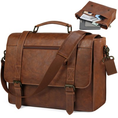 Messenger Bag for Men Leather Vintage Laptop Bag Waterproof Satchel Briefcase