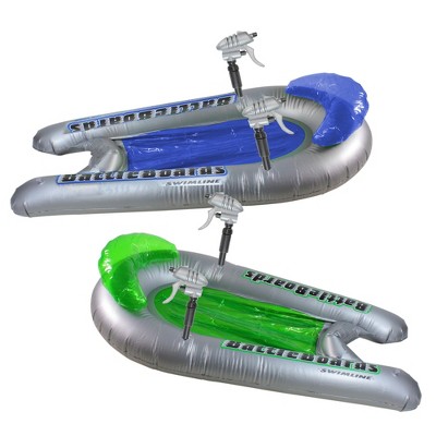 Swimline Set of 2 Water Sport Inflatable Battle Board Swimming Pool Squirters 53" - Green/Blue