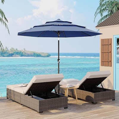 3 Tiers Heavy Duty Patio Umbrella,Outdoor Market Table Umbrellas  , Market Umbrella Outdoor with Ventilation and Hand Crank