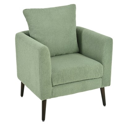 Zeus & Ruta Mid-Century Upholstered Accent Chair with Cushion and Wooden Legs