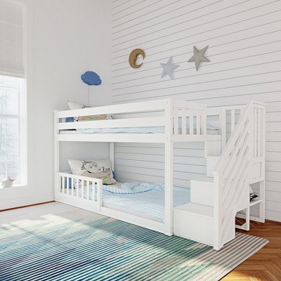 Max & Lily Low Bunk with Stairs and Guard Rail
