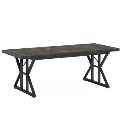 Resenkos Dining Table, Living Room Table,Wood Dining Table, Farmhouse 70.8" Kitchen Table for 6 People, & White