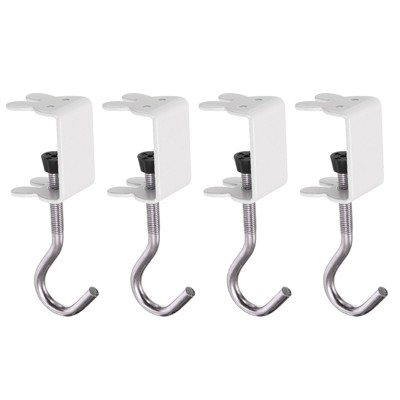 Unique Bargains Steel Hanging Bag Clothes Desk Mount Rabbit Utility Hooks 4 Pcs