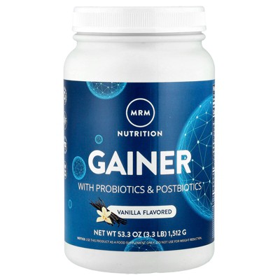 MRM Nutrition Gainer with Probiotics & Postbiotics, Vanilla, 3.3 lb (1,512 g)