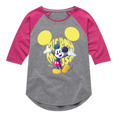 Girls' - Disney - Mickey Logo Shirt Tail Raglan Graphic T-shirt