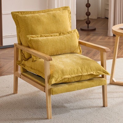Karl Home Chenille Accent Chair Armchair With Pillow