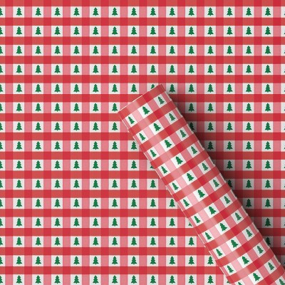 40" 125 sq ft Christmas Roll Wrap Trees in Gingham Red Plaid - Wondershop™
