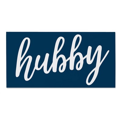 Personalization Mall Wifey & Hubby Personalized Beach Towel, Navy, Hubby