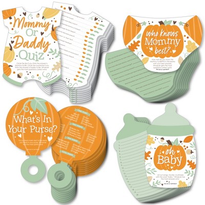 Big Dot of Happiness Little Pumpkin - Baby Shower Games Who Knows Mommy Best, Mommy or Daddy Quiz, What’s in Your Purse and Oh Baby - Gamerific Bundle