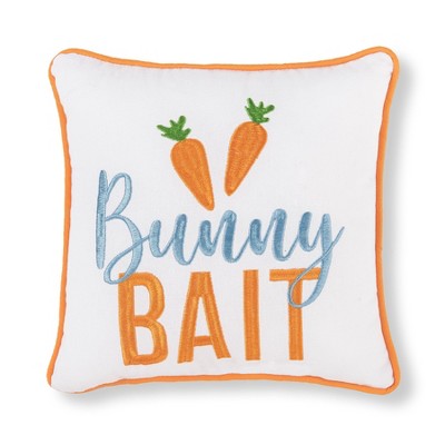 C&F Home Easter "Bunny Bait" Embroidered Small/Petite Spring Themed Accent Pillow, 10" x 10"