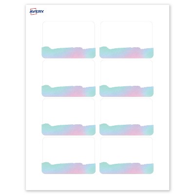 Avery Adhesive Name Tags, Watercolors Design, 2-1/3" x 3-3/8", 80ct