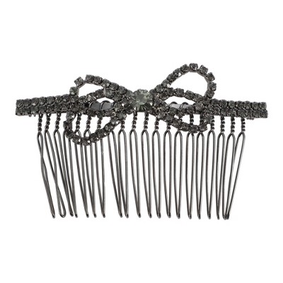 Unique Bargains Women's Bow Shape Hair Comb Insertion Tool Black 1 Pc