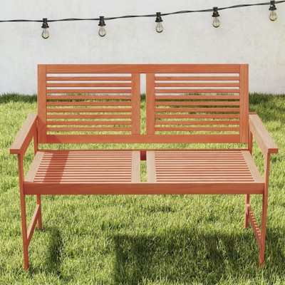 Costway 2-Person Patio Bench with Slatted Backrest and Seat Garden Loveseat Chair Furniture